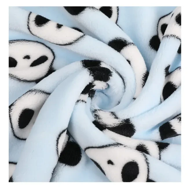 Söt panda tryckt mjukt flanell tyg