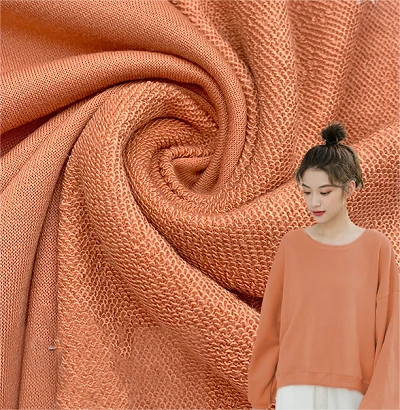 Polyester stickat hoodie tyg