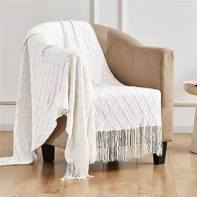 Akryl stickad soffa kast filt