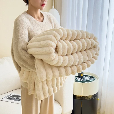 Bubblande kanin faux päls filt