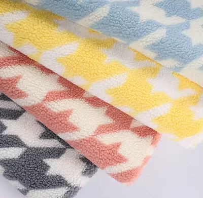 Houndstooth Sherpa Lamb Pur Fleece Fabric